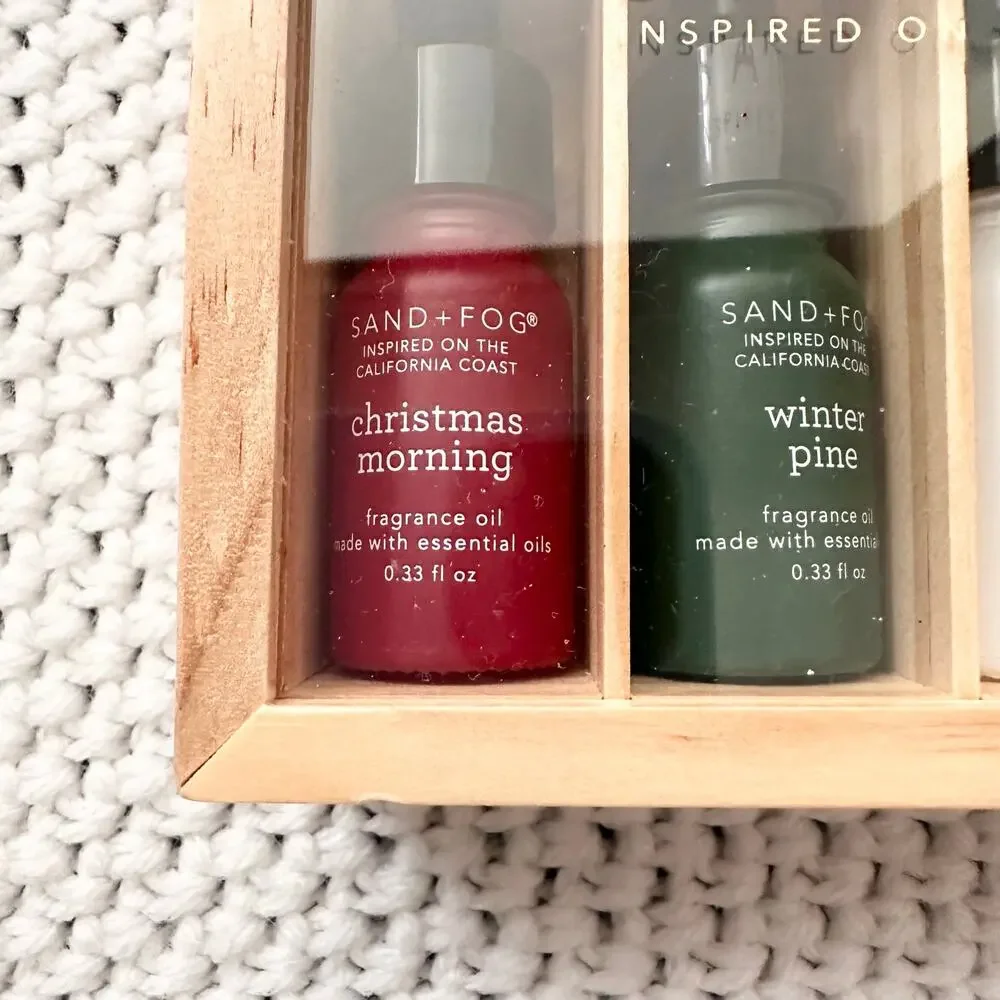 Sand + Fog Diffuser Oil Wooden Box Christmas Morning Pine Sugar Plum Set of 5